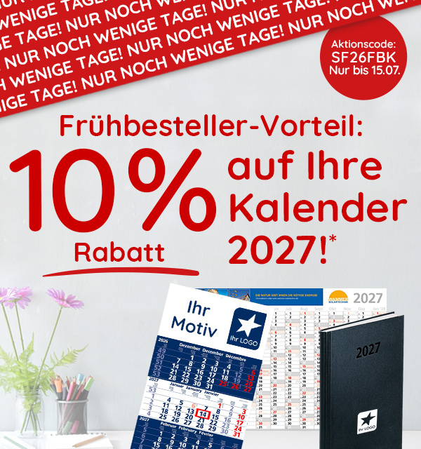  10% Rabatt auf Ihre Kalender 2027! 