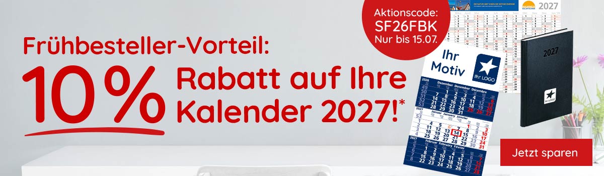 10% Rabatt auf Ihre Kalender 2027!