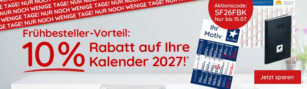  10% Rabatt auf Ihre Kalender 2027! 