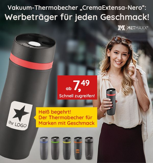  METMAXX® Vakuum-Thermobecher CremaExtensaNero bedrucken