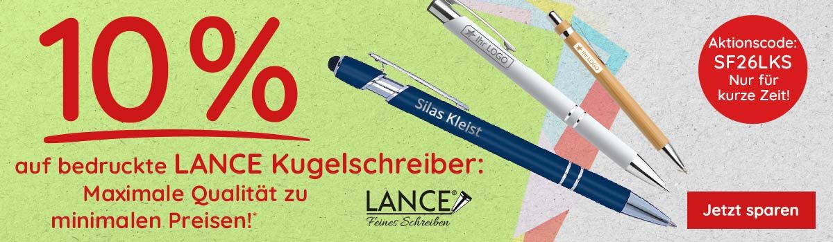  10% Rabatt auf LANCE Kugelschreiber sichern!