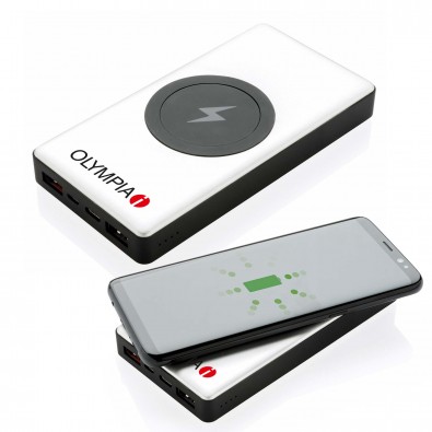 10.000 mAh Powerbank mit PD und wireless charging, silber 10.000 mAh Powerbank mit PD und wireless charging, silber