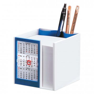 Zettelbox mit 2-Jahres-Kalender für 2019/2020 Weiß/Blau Zettelbox mit 2-Jahres-Kalender für 2019/2020 Weiß/Blau