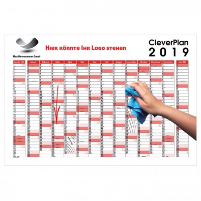 Clever-Plan-Wandplaner 2019, abwaschbar Clever-Plan-Wandplaner 2019, abwaschbar