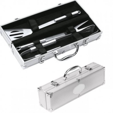 Grillbestecke im Alukoffer, Silber Grillbestecke im Alukoffer, Silber