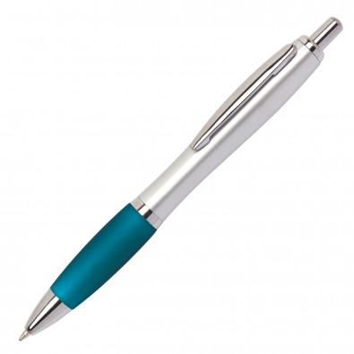 Kugelschreiber Rio Satin, Silber/Petrol Kugelschreiber Rio Satin, Silber/Petrol
