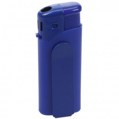 Piezo-Feuerzeug mit Metall-Clip Mini, Blau Piezo-Feuerzeug mit Metall-Clip Mini, Blau
