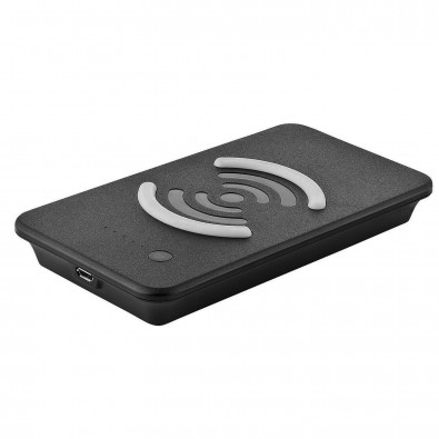 Kabellose Ladestation mit Powerbank 6.000 mAh, Schwarz Kabellose Ladestation mit Powerbank 6.000 mAh, Schwarz