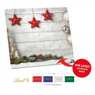 Lindt Täfelchen Adventskalender Weihnachtsdeko auf Holz Lindt Täfelchen Adventskalender Weihnachtsdeko auf Holz