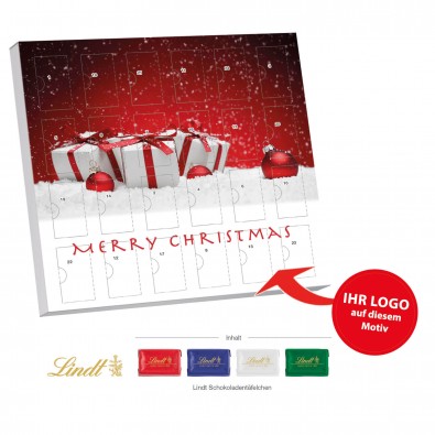Lindt Täfelchen Adventskalender Geschenk im Schnee, Geschenke im Schnee Lindt Täfelchen Adventskalender Geschenk im Schnee, Geschenke im Schnee