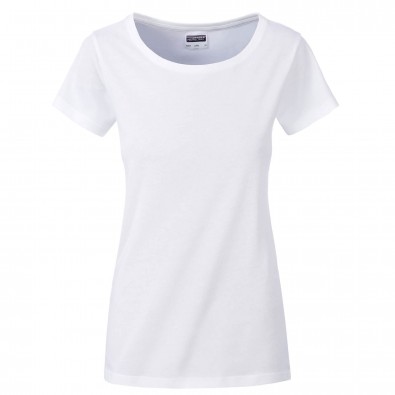Original James Nicholson Damen Basic T-Shirt aus Bio-Baumwolle, White, XS Original James Nicholson Damen Basic T-Shirt aus Bio-Baumwolle, White, XS