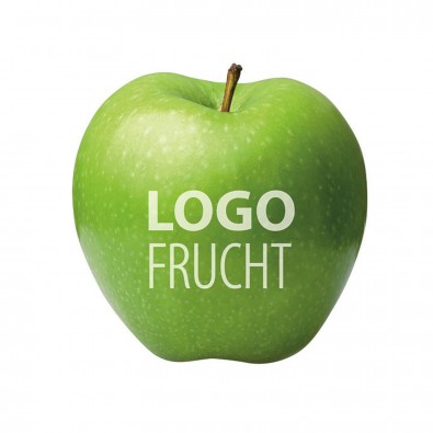 Frisch, gesund und lecker - Grüner Apfel mit Logo Frisch, gesund und lecker - Grüner Apfel mit Logo