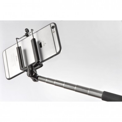 Selfie-Stick aus Kunststoff und Edelstahl, schwarz Selfie-Stick aus Kunststoff und Edelstahl, schwarz