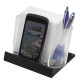 Smartphone-/Tabletständer mit Zettelbox, Transparent/Schwarz Smartphone-/Tabletständer mit Zettelbox, Transparent/Schwarz